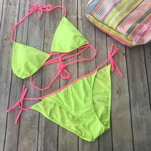 Victoria’s Secret Neon Halter & String Bikini Set